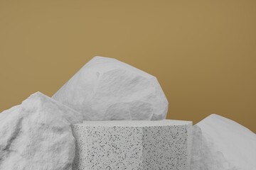 Abstract stone stand studio background for product display. Abstract Background Scene 3d Render for product advertise.