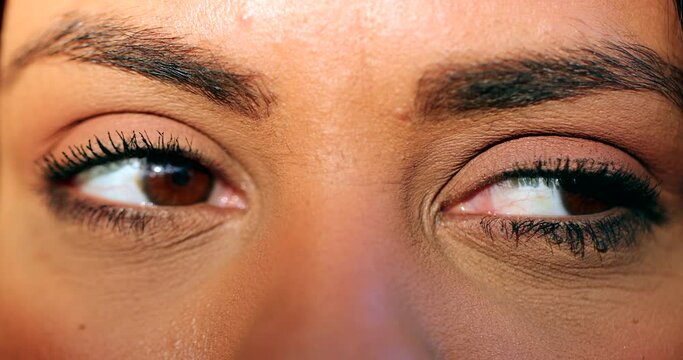 Black woman eyes macro close-up, African mixed race