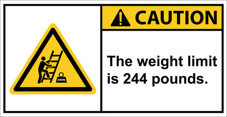 The stairs can support a weight limit 244 pounds.,Caution Sign