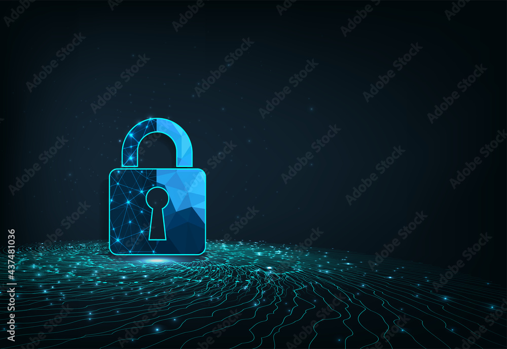 Leinwandbilder network protection and cyber security concept design.visualization of cyber security with padlock lo