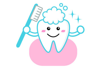 笑顔でかわいい歯のイラスト