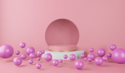 Premium minimal podium studio pink background for product display. Abstract Background Scene 3d Render for product advertise.