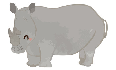 Full-body illustration of a cute animal rhino smile