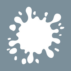vector illustration of a splash of water. Milk splash and blot design.  white milk splash and blot. milk drop. Dairy product. Healthy food. Liquid blot icon isolated on blue background.