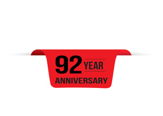 92 Years Anniversary Logo Red Ribbon
