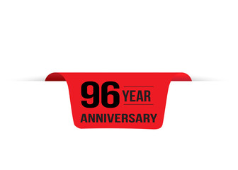 96 Years Anniversary Logo Red Ribbon