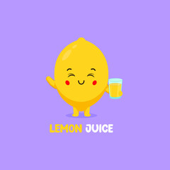 Cute Smiling Lemon Juice Character