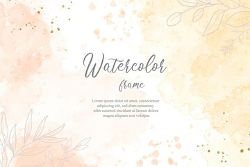 Minimalist Watercolor wedding invitation card with liquid watercolor design