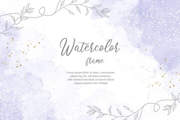 Minimalist Watercolor wedding invitation card with liquid watercolor design