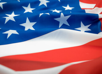 Close up waving of American flag.