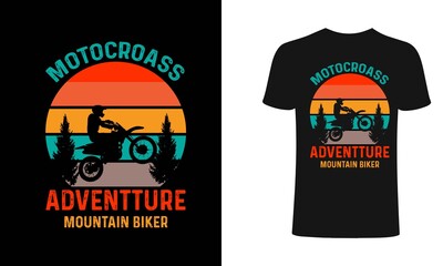 Motocroass Adventure mountain biker t-shirt design template. adventure retro, adventure retro sunset T-Shirt. Print for posters, clothes, mugs, bags, greeting cards, banners, advertising.