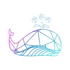 colorful line art whales for marine transportation logo and vector icon