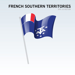 French Southern Territories waving flag isolated on gray background