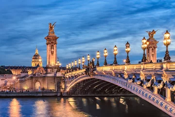 Foto op Plexiglas Pont Alexandre III Alexandre III-brug in Parijs bij zonsondergang