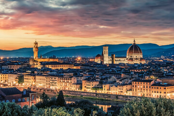 Fototapeta na wymiar Florence City at sunset, Italy