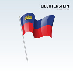 Liechtenstein waving flag isolated on gray background