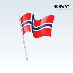 Norway waving flag isolated on gray background
