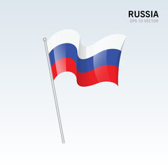 Russia waving flag isolated on gray background