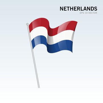 Netherlands waving flag isolated on gray background