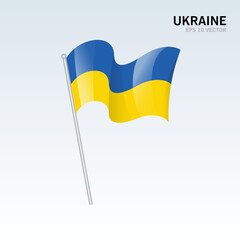 Ukraine waving flag isolated on gray background