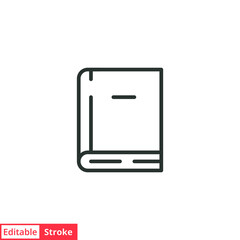 Book line icon. Simple outline style. Dictionary, education, symbol, journal, document, diary, paper, graphic design concept. Vector illustration isolated on white background. Editable stroke EPS 10.