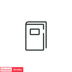 Book line icon. Simple outline style. Dictionary, education, symbol, journal, document, diary, paper, graphic design concept. Vector illustration isolated on white background. Editable stroke EPS 10.