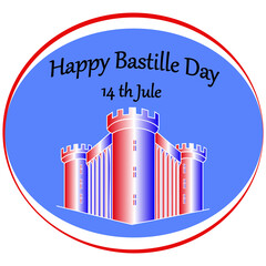 Vector Bastille Day greeting card