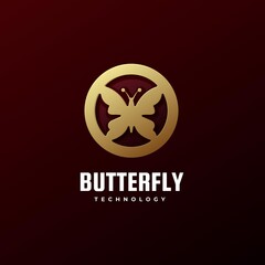 Vector Logo Illustration Butterfly Line Art Style