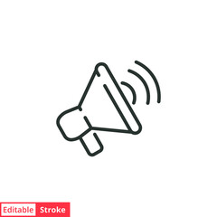 Speaker line icon. Simple outline style. Loud, megaphone, alert, loudspeaker, microphone, sign, announcement, broadcast oncept. Vector illustration isolated on white background. Editable stroke EPS 10