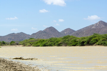 Kuiza Lagoon and Mountains in the Colombian Alta Guajira desert