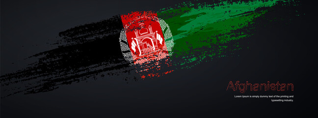 Grunge brush of Afghanistan flag on shiny black background. Creative glitter sparkle brush paint vector illustration