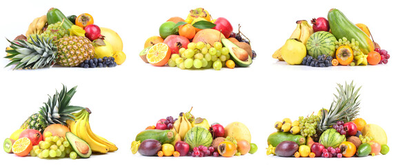 Fruit collection on a white background
