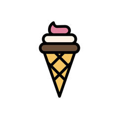 Ice Cream Vector Icon in Filled Outline Style. Ice cream is a sweetened frozen food typically eaten as a snack or dessert. Vector illustration icon can be used for an app, website, or part of a logo.