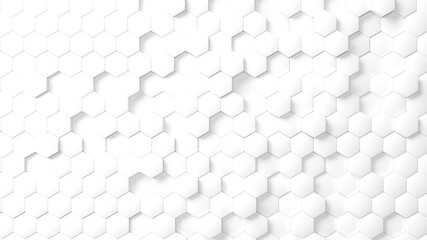 Abstract hexagon, honeycomb embossed texture on white background, 3D render Illustration
