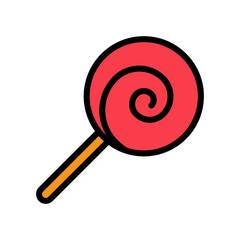 Lollipop Vector Icon in Filled Outline Style. Vector illustration icon can be used for an app, website, or part of a logo.