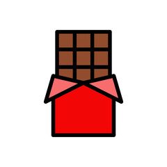 Chocolate Bar Vector icon in Filled Outline Style. A chocolate bar is a favorite sweet treat at Christmas or Valentine. Vector illustration icon that can be used for apps, websites, or logo