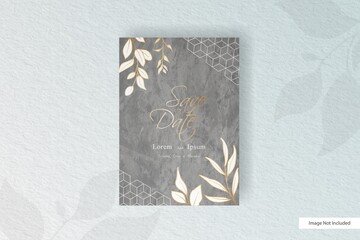 Minimalist floral arrangement wedding invitation template with abstract watercolor
