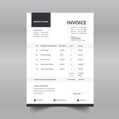black and white business invoice