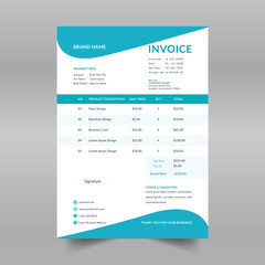 blue color business invoice template