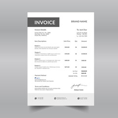 black and white minimal invoice