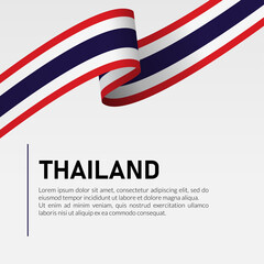Thailand Waving Flag Ribbon Template Design Vector Illustration
