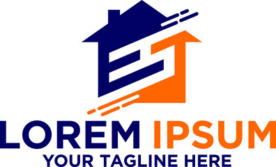 Smart Home with Initial letter ES logo