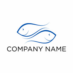 monoline two mirror fish logo icon vector inspiration