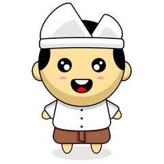 cute bali clothes boy mascot cartoon character illustration