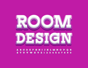 Vector creative template Room Design with stylish Font. Trendy Alphabet Letters and Numbers set