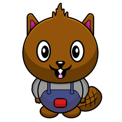 simple cute mascot otter character cartoon illustration