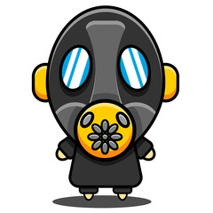gas mask costume biology mascot character cartoon illustration