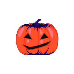 Pumpkin with a carved face for Halloween. Vector illustration.