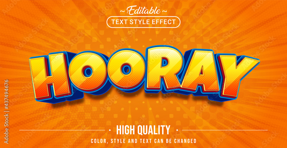 Poster editable text style effect - fun hooray text style theme.