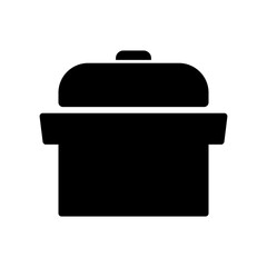 Cooking pan icon Design Template. Illustration vector graphic. simple black glyph icon isolated on white background. Perfect for your web site design, logo, app, UI